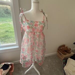Pink Sleeveless Spaghetti Strap Mini Sundress
